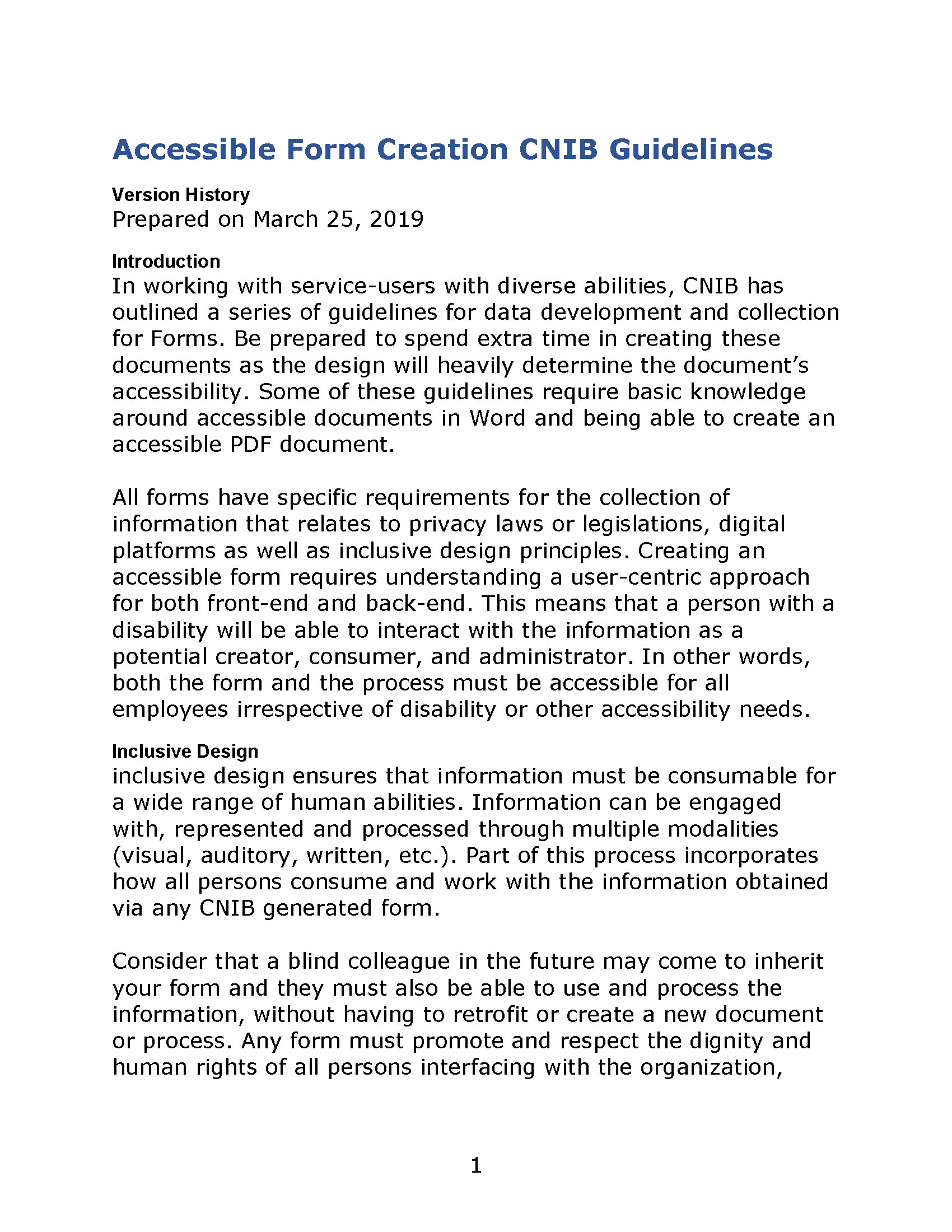 CNIB Accessible Form Creation CNIB Guidelines